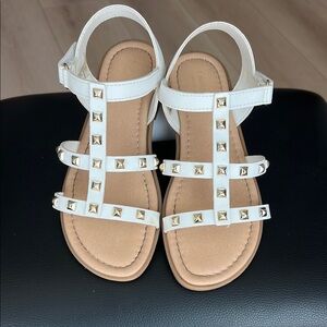 Chic White Studded Kids Sandals